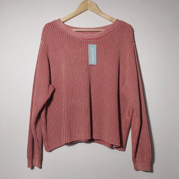 NWT Coldwater Creek Rib Knit Scoop Neck 100% Cotton Pullover Boxy Sweater 1X - Picture 2 of 7
